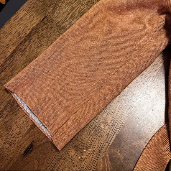 Anthropologie Moth Rizzo Belted Camel Wrap Cardigan S Sweater Tan Brown Office - Picture 10 of 13